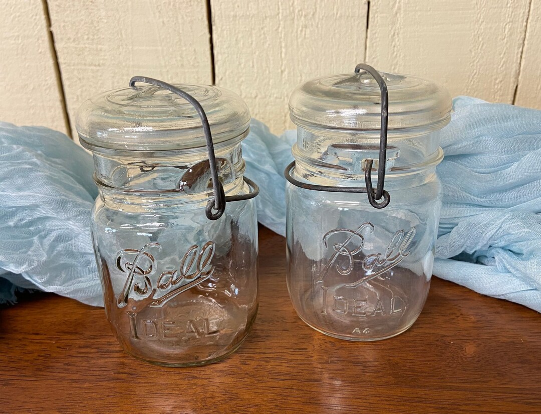 Vintage Ball Ideal Jars With Glass Lids Ball Ideal Made in USA Ball
