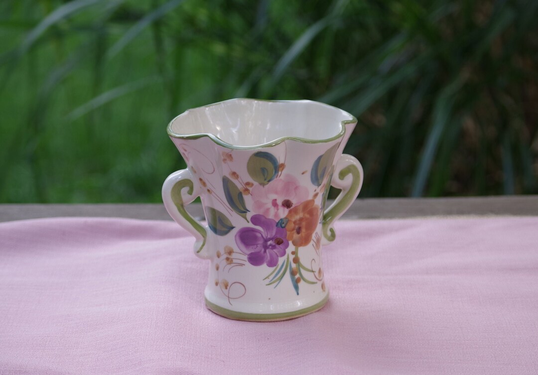 Vase Vintage Hand Painted in Portugal for FTD Hand Painted Etsy