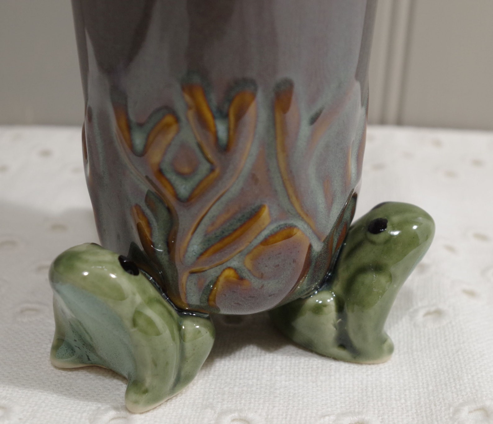 Vintage Majolica Frog Vase Majolica Frog Vase Frog Trio Etsy