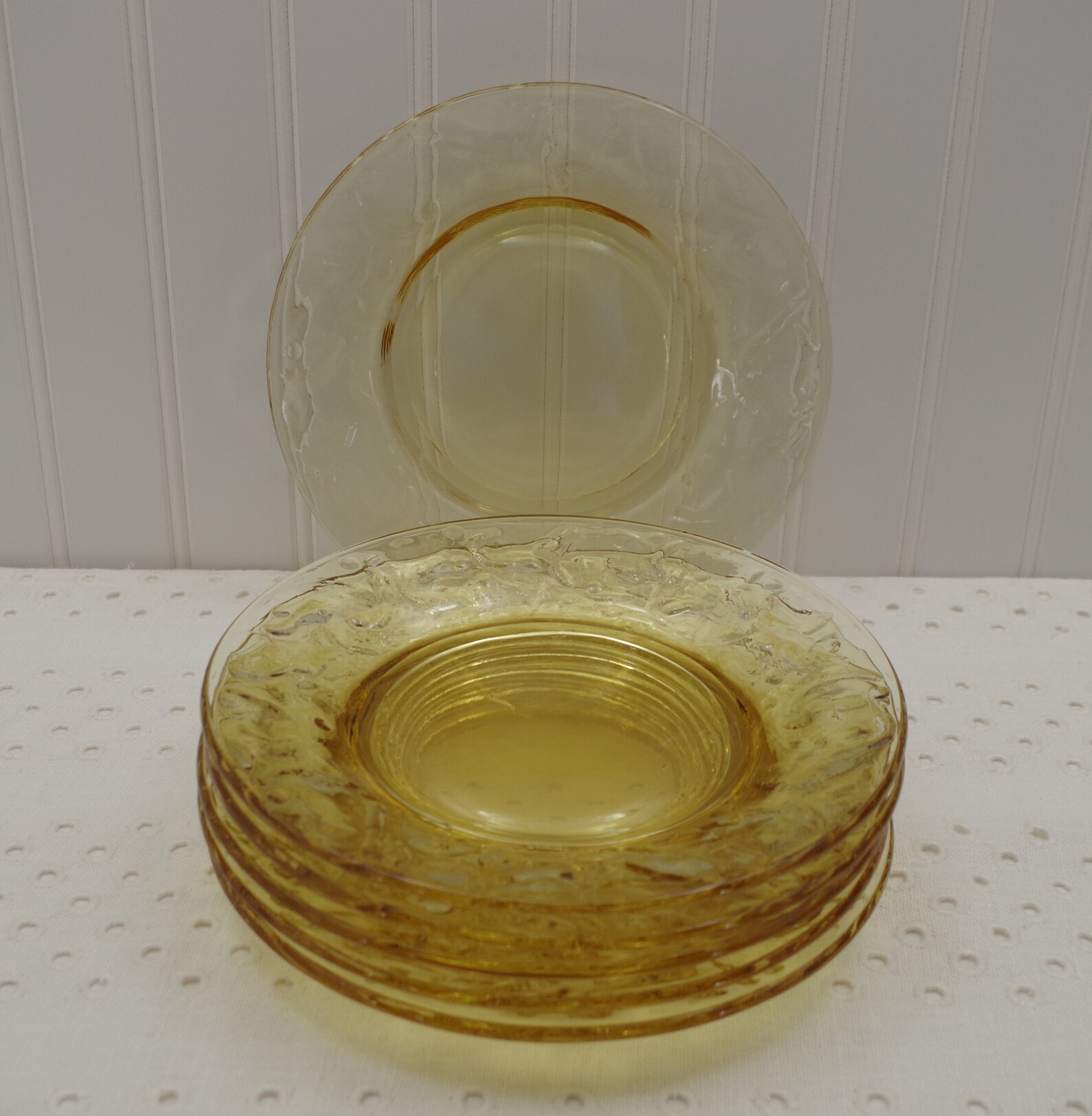 Vintage Yellow Glass Plates Set of 6 Dessert Plate Etsy