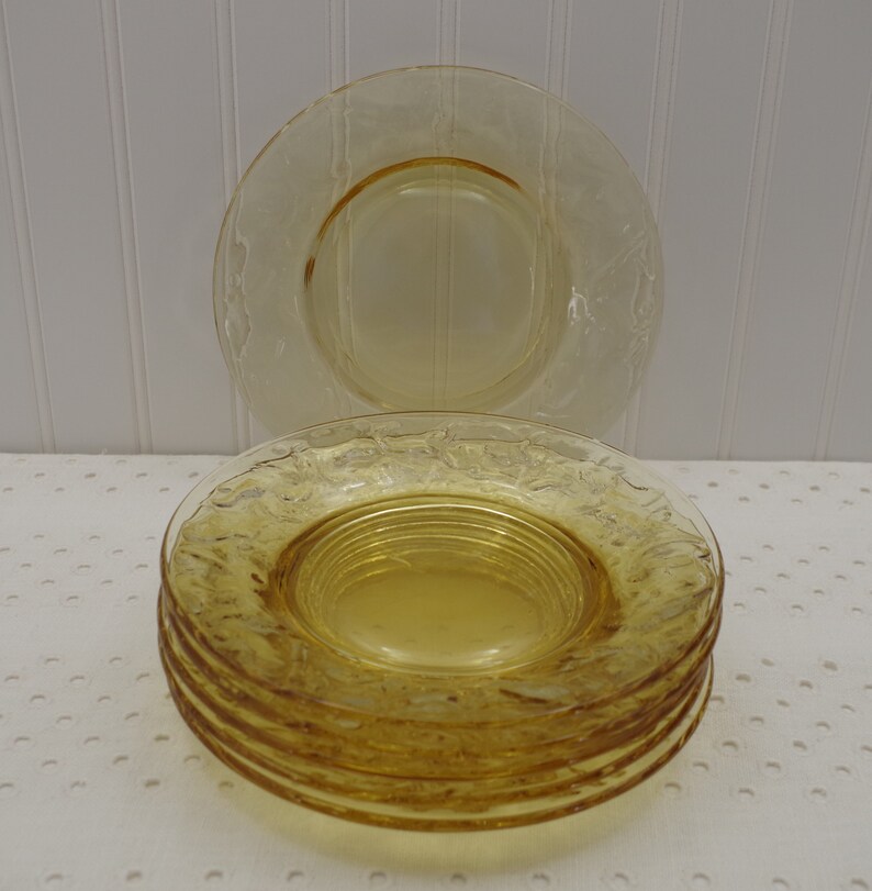 Vintage Yellow Glass Plates Set of 6 Dessert Plate Etsy