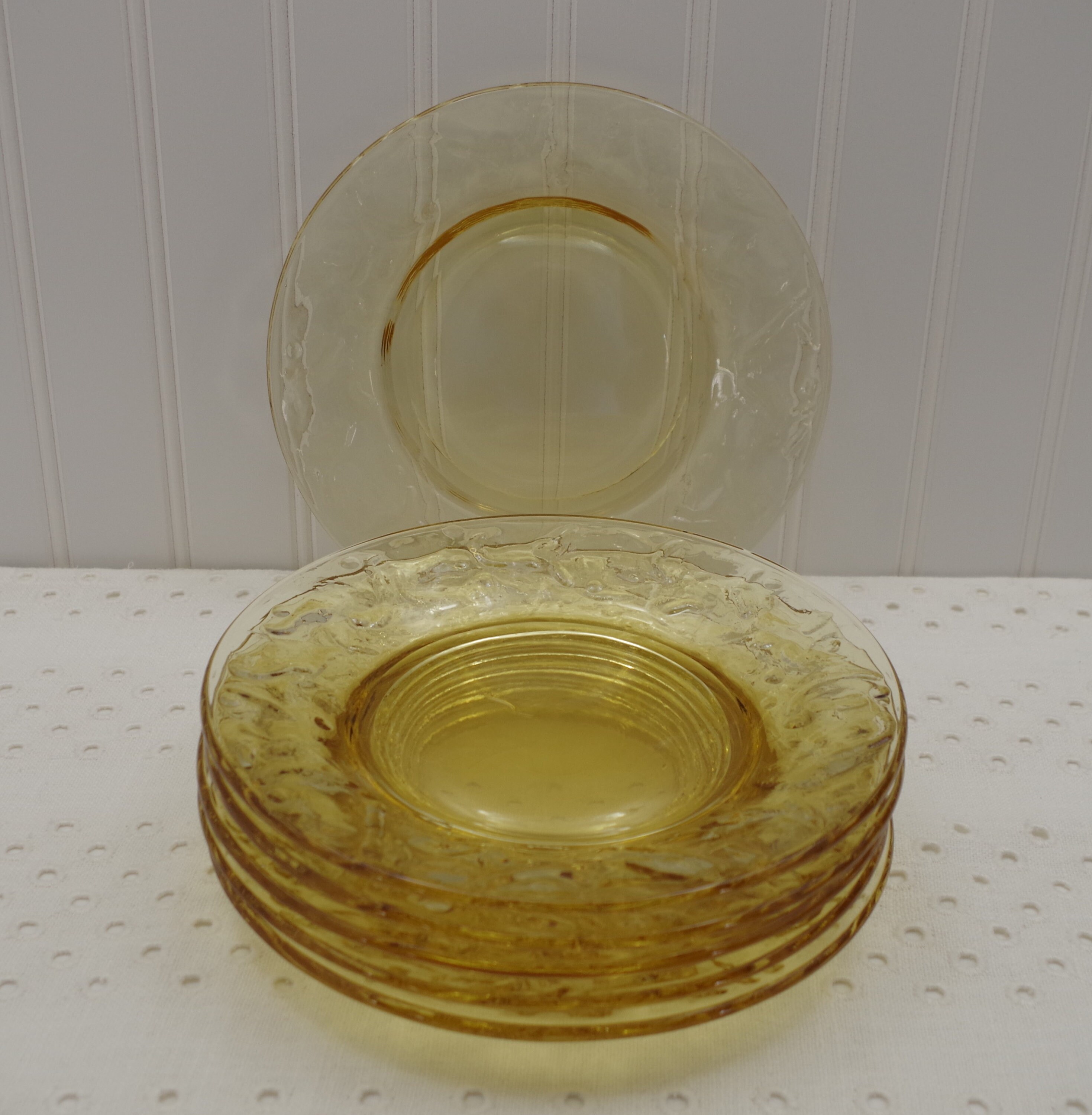 Vintage Yellow Glass Plates Set of 6 Dessert Plate Etsy