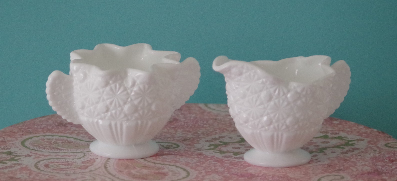 Vintage Creamer & Sugar Fenton Glass Fenton Creamer and Etsy