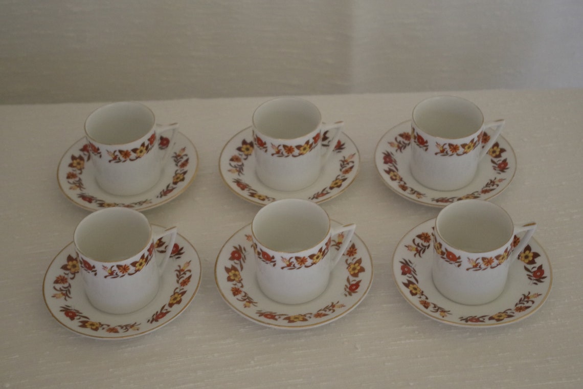 Vintage Tea Cups Made In China Set Of 6 Porcelain Tea Etsy