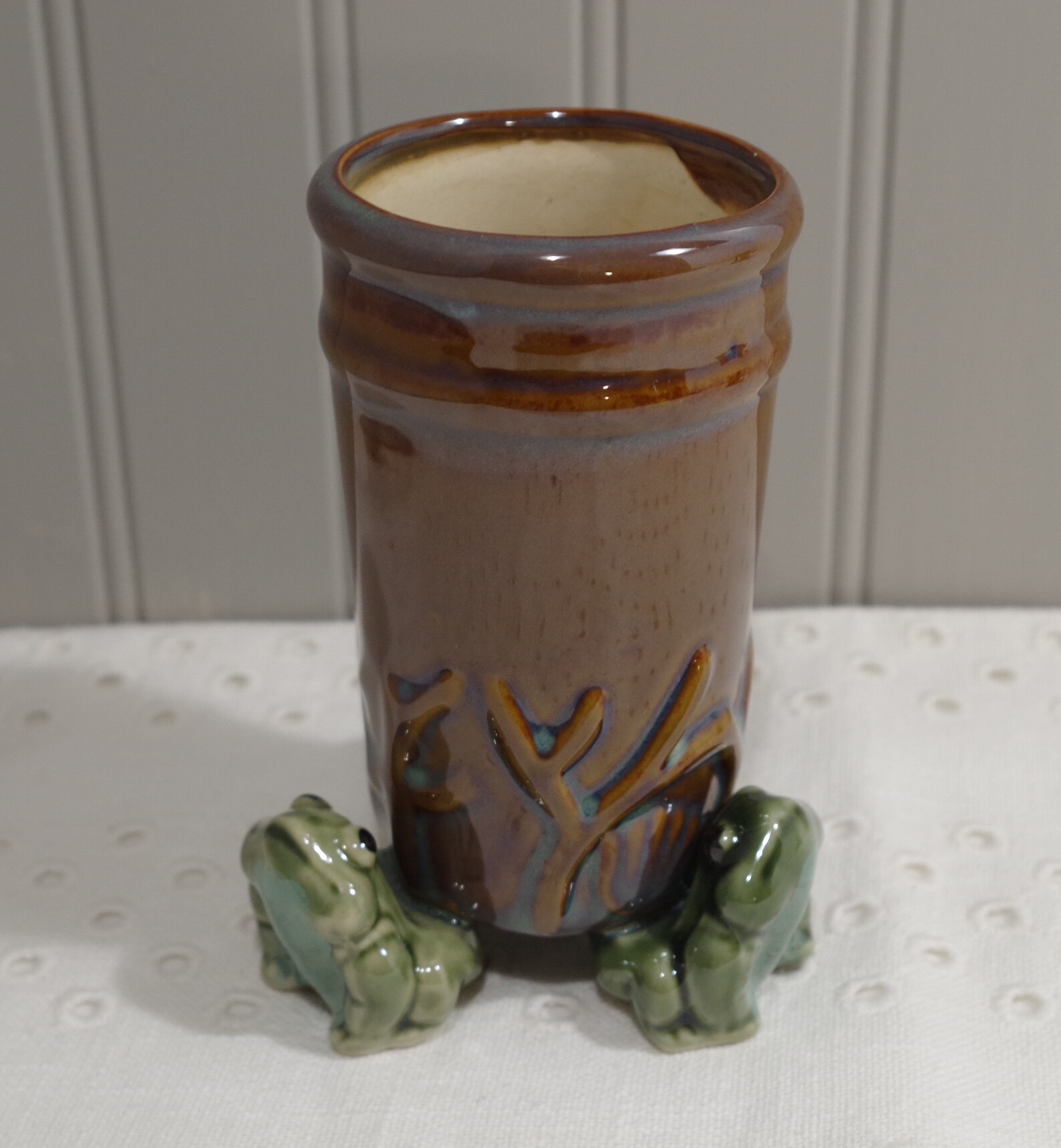 Vintage Majolica Frog Vase Majolica Frog Vase Frog Trio Etsy