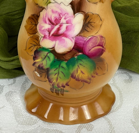 Vintage Lipper & Mann Creations Handpainted Floral Vase ~ Shabby