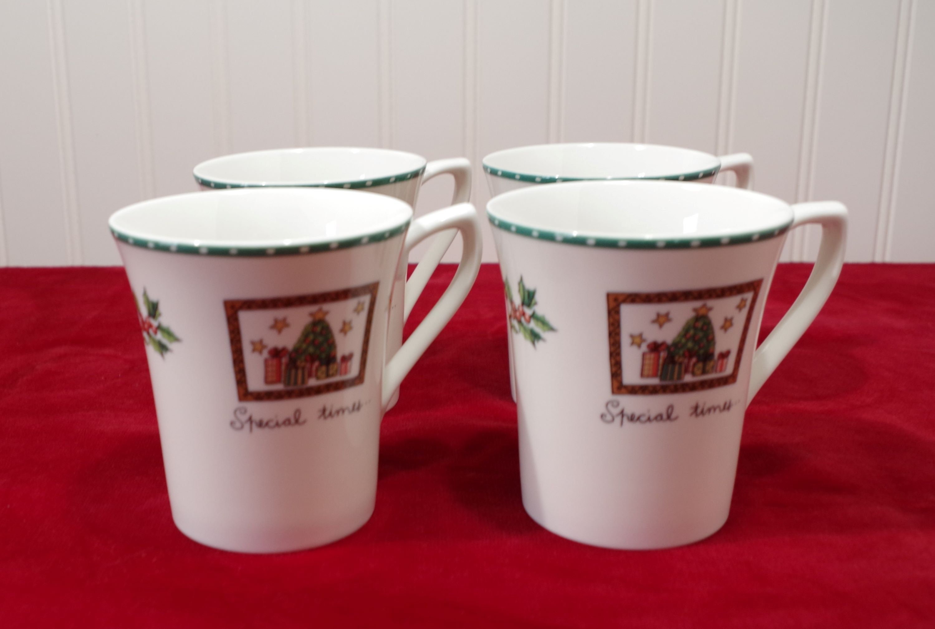 Vintage Mikasa Christmas Wish Mugs Set Of 4 Mikasa Special  Etsy
