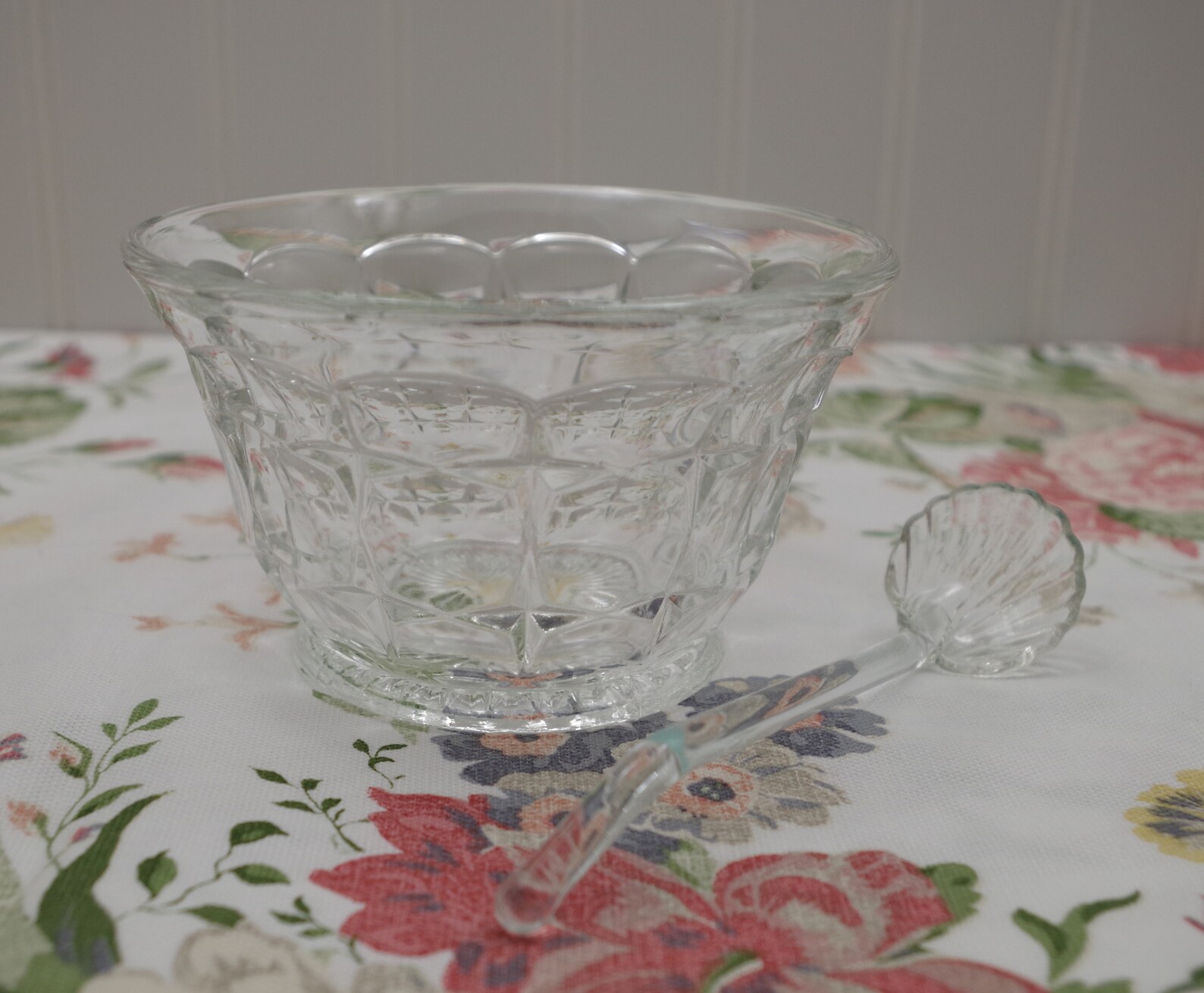 Vintage Condiment Bowl With Glass Spoon Glass Seashell Spoon Etsy