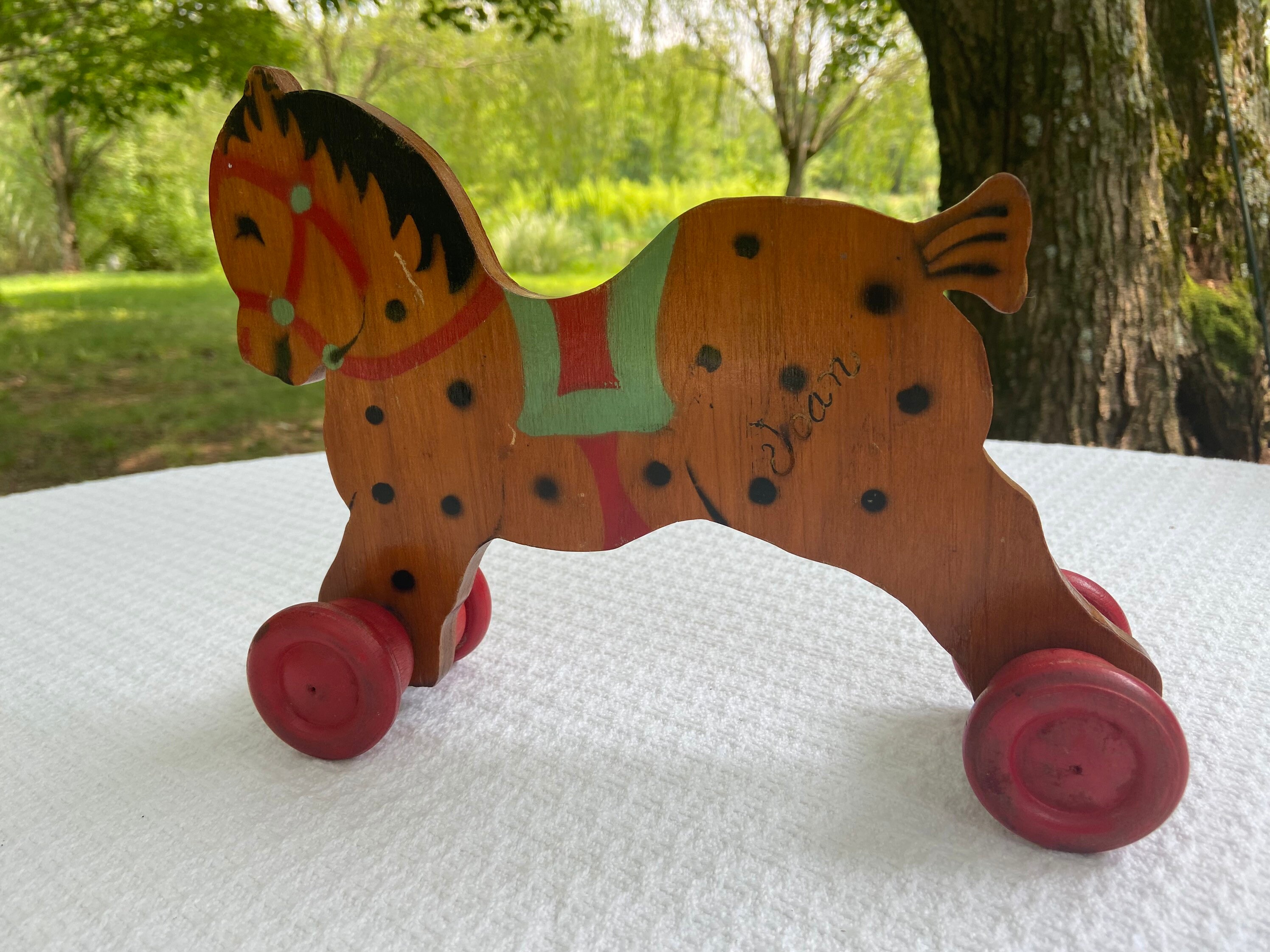 Vintage Wood Horse On Wheels Wooden Horse Vintage Horse Etsy