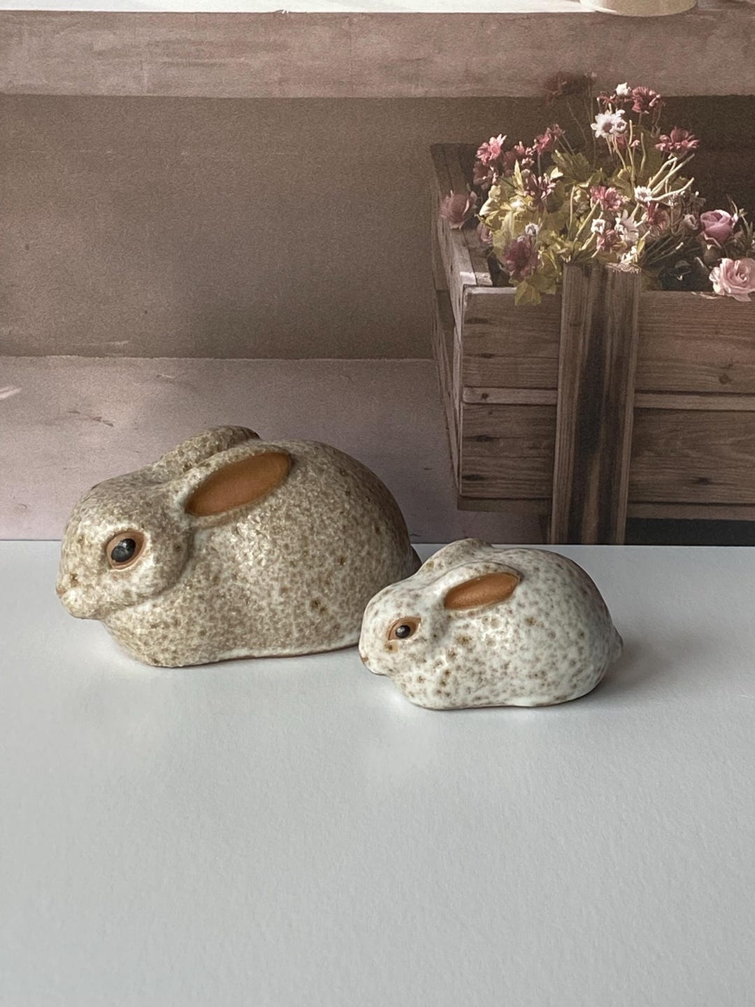Vintage Stoneware Pottery Bunny Rabbit Figurines - Etsy