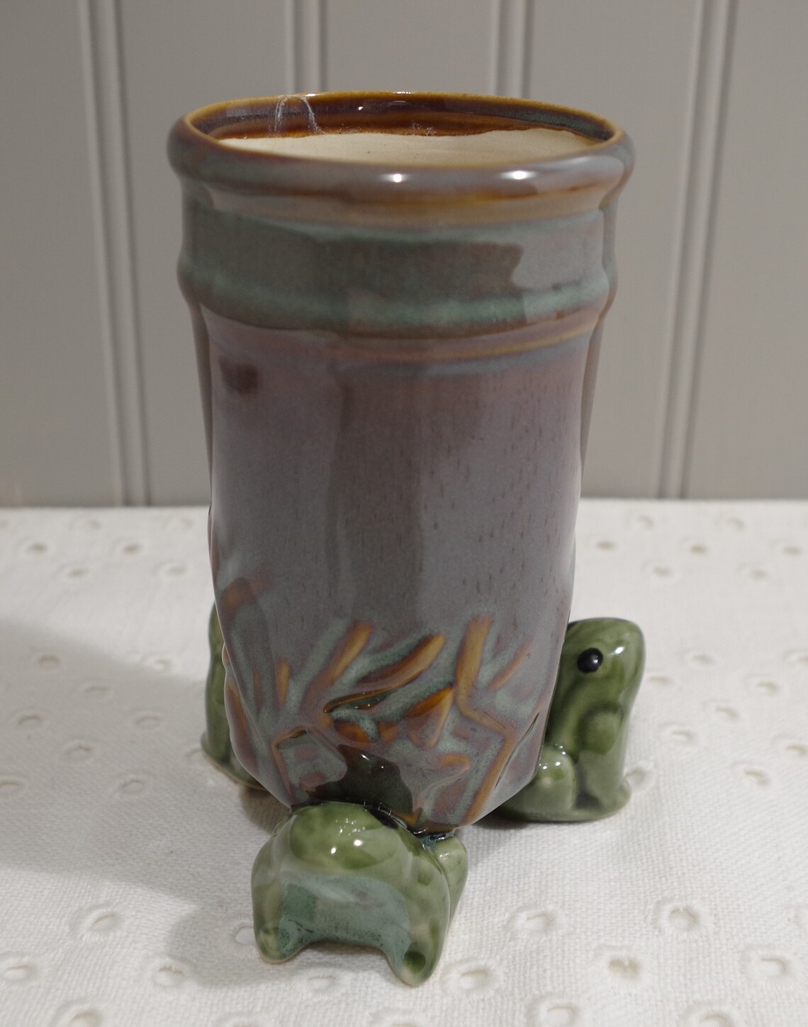 Vintage Majolica Frog Vase Majolica Frog Vase Frog Trio Etsy