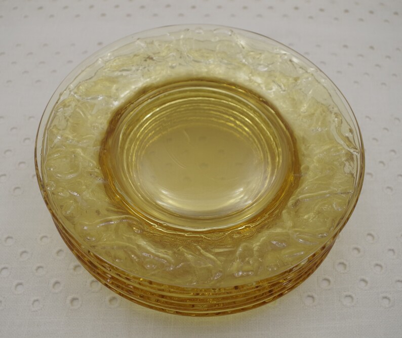 Vintage Yellow Glass Plates Set of 6 Dessert Plate Etsy