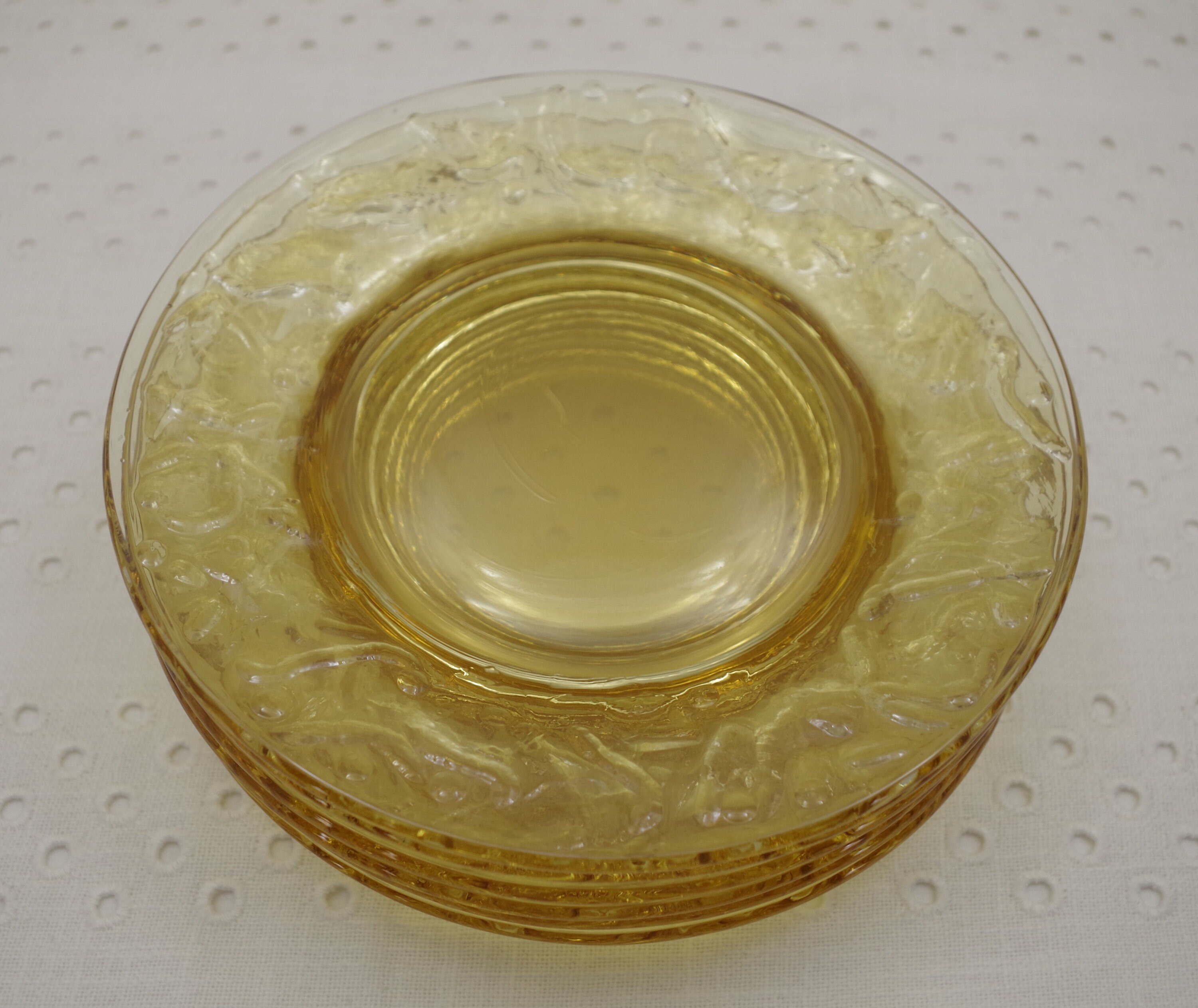 Vintage Yellow Glass Plates Set of 6 Dessert Plate Etsy