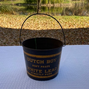 Vintage Dutch Boy White Lead Bucket ~ National Lead Company New York, NY 25lbs ~ Dutch Boy Paint Advertising ~ Paint Advertising ~