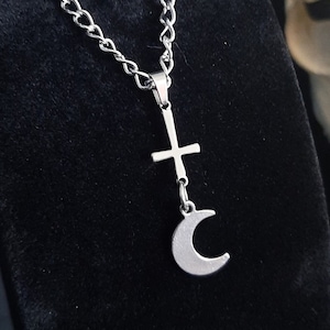 Minimalist Lilith pendant, Witch Necklace, Sigil of Lilith, Inverted Cross, Satanic Pendant, Moon pendant, Satanic Necklace, Gothic