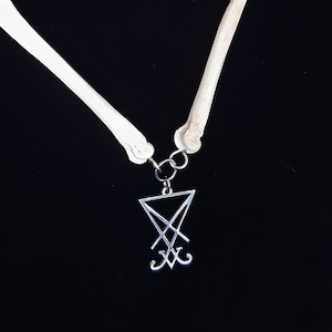 Lucifer Necklace, Lucifer Morningstar, Lucifer Pendant, Demonic Sigil, Satanic Jewelry, Witch Necklace, Gothic Necklace, Bone Necklace