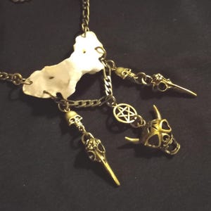 Coyote Bone Necklace, Bone Jewelry, Bone Necklace, Baphomet Necklace, Real Bone Jewelry, Skull Necklace, Gothic Necklace, Gothic Jewelry