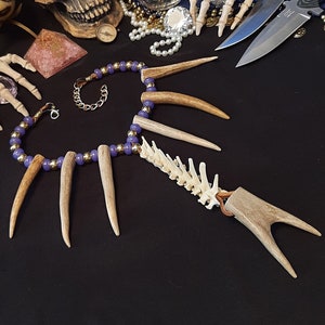 Halloween Necklace, Bone Necklace, Bone Jewelry, Antler Necklace, Real Bone Necklace, Real Bone Jewelry, Shaman Necklace, VIking Necklace