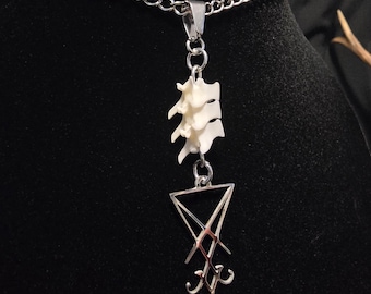Sigil von Luzifer Anhänger, Luzifer Halskette, Knochen Halskette, Gothic, Hexe, Satanisch, Knochen Schmuck, Sigil von Luzifer, Satan Halskette