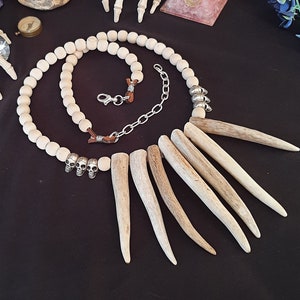 Antler Necklace, Deer Antler, Gothic Necklace, Bone Necklace, Shaman Necklace, Witch Necklace, Bone Jewelry, Antler Jewelry, Festival