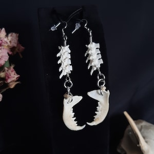 Mink Jaw Earrings, Rattlesnake Bone Earrings, Bone Jewelry, Satanic Earrings, Jawbone Earrings, Gothic Earrings, Witch Earrings, Viking