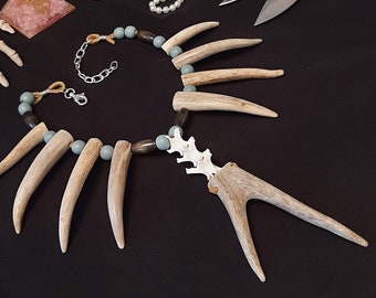 Antler Necklace, Shaman Necklace, Viking Necklace, Costume Necklace, Bone Necklace, Bone Jewelry, Viking Jewelry, Witch Necklace