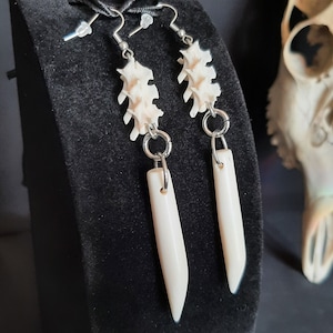 Rattlesnake Bone Earrings, Bone earrings, Buffalo Bone Earrings, Tooth Earrings, Snake Bone Earrings, Bone Jewelry, Gothic Earrings