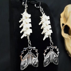 Moth Earrings, Bone Earrings, Witch Earrings, Luna Moth, Butterfly Earrings, Wiccan, Witchy, Gothic, Magic, Moon Phase, Costume jewelry