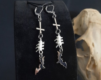 Fladdermusörhängen, sataniska örhängen, fladdermusvingeörhängen, gotiska örhängen, häxörhängen, inverterade korsörhängen, goth, wicca, häxa, djävul