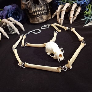 Black and Gold Textured Mink Skull Necklace