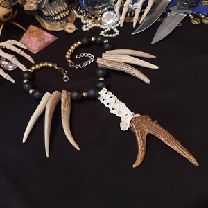 Bone Necklace, Bone Jewelry, Deer Antler Necklace, Antler Jewelry, Antler Necklace, Animal Bone Necklace, Shaman Necklace,  Real Bones