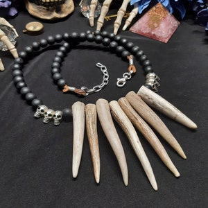 Long Gothic Necklace, Bone Necklace, Bone Jewelry, Antler Necklace, Real Bone Necklace, Real Bone Jewelry, Skull Necklace, Witch Necklace