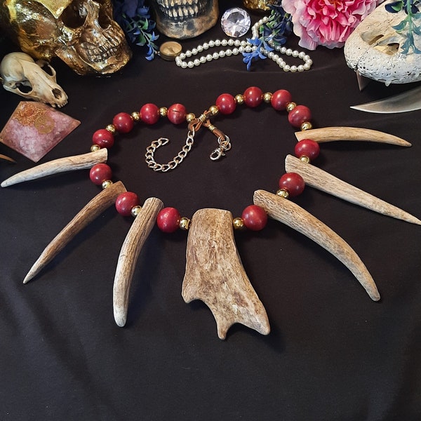 Caribou Antler Necklace, Bone Necklace, Bone Jewelry, Deer Antler Necklace, Antler Jewelry, Antler Necklace, Witch Necklace