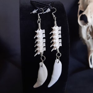 Tooth Earrings, Rattlesnake, Bone earrings, Coyote Tooth Earrings, Gothic Earrings, Bone Jewelry, Witch Earrings, Viking Earrings