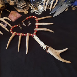 Halloween Necklace, Bone Necklace, Bone Jewelry, Antler Necklace, Real Bone Necklace, Real Bone Jewelry, Shaman Necklace, Wiccan Necklace