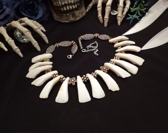 Tooth Necklace Shaman Necklace Buffalo Tooth Necklace Bone Jewelry Tribal Necklace Teeth Necklace Buffalo Teeth Bone Necklace