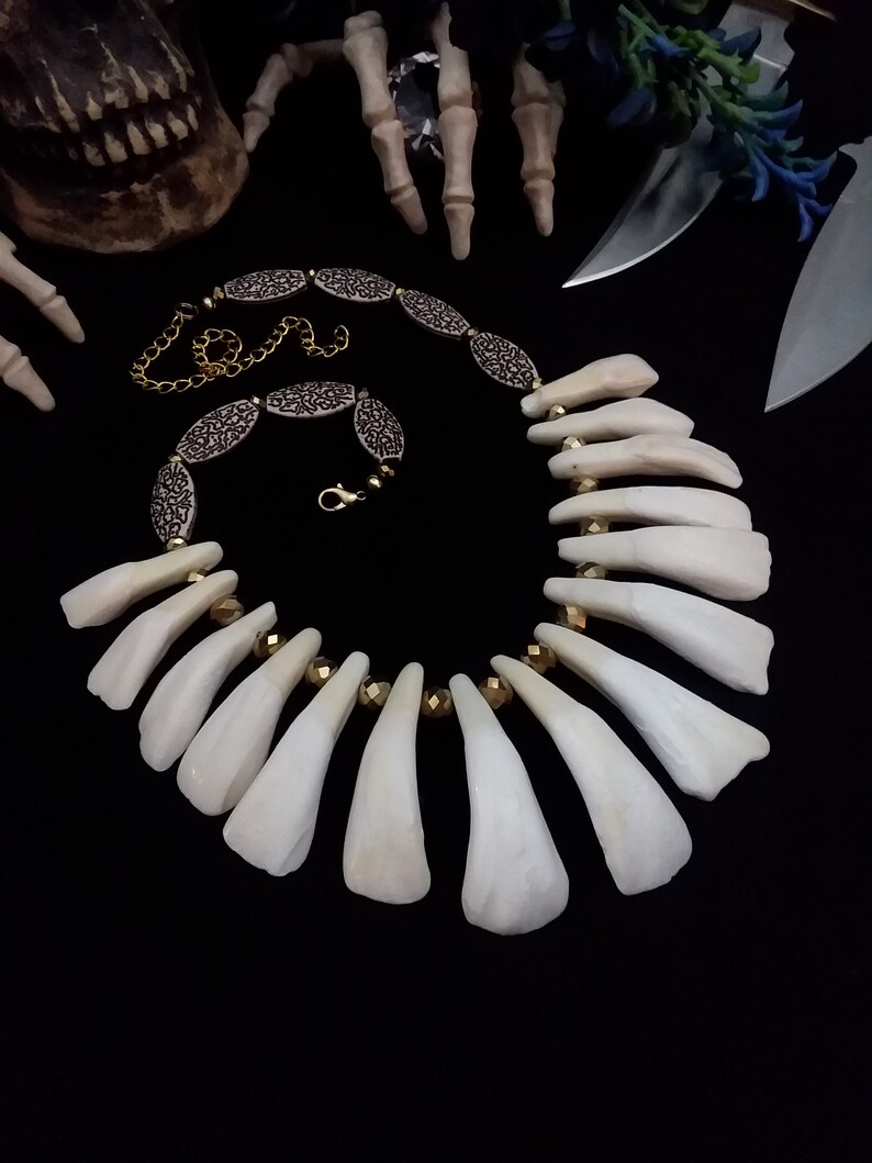 Tooth Necklace Shaman Necklace Buffalo Tooth Necklace Bone Jewelry Tribal Necklace Teeth Necklace Buffalo Teeth Bone Necklace