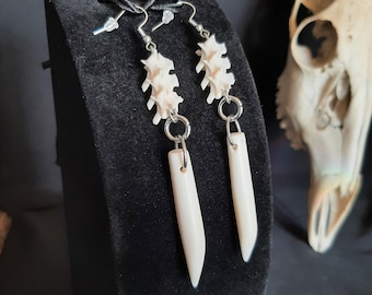 Rattlesnake Bone Earrings, Bone earrings, Buffalo Bone Earrings, Tooth Earrings, Snake Bone Earrings, Bone Jewelry, Gothic Earrings