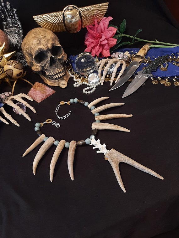 Antler Necklace, Shaman Necklace, Viking Necklace, Costume