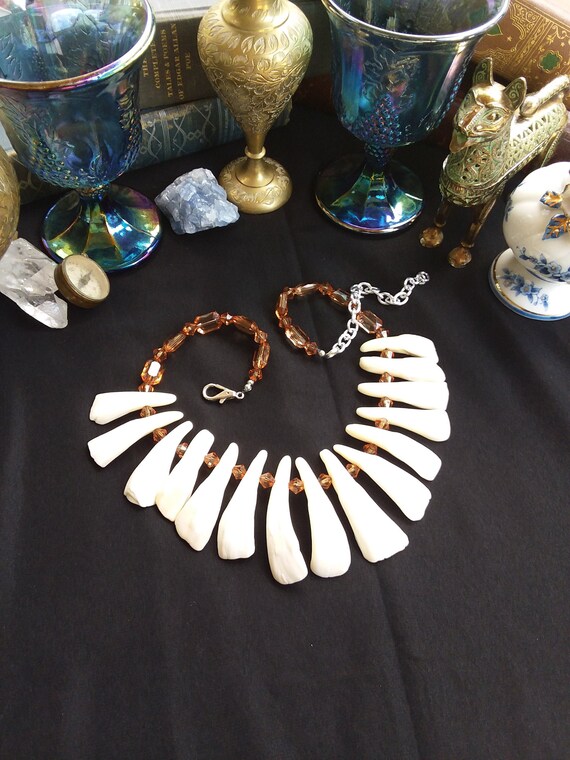 Tooth Necklace Shaman Necklace Buffalo Tooth Necklace Bone Jewelry Tribal Necklace Teeth Necklace Buffalo Teeth Bone Necklace