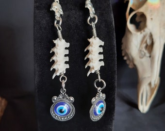Rattlesnake Vertebrae Earrings, Bone earrings, Evil Eye Earrings,  Skull Earrings, Vertebrae Earrings, Snake Bone Earrings, Bone Jewelry