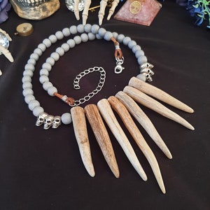 Long Gothic Necklace, Bone Necklace, Bone Jewelry, Antler Necklace, Real Bone Necklace, Real Bone Jewelry, Skull Necklace, Witch Necklace