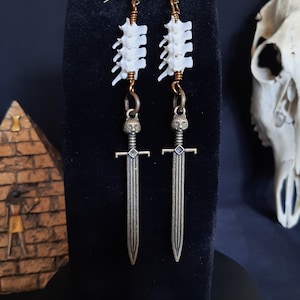 Rattlesnake Vertebrae Earrings, Bone earrings, Real Bone Jewelry, Sword Earrings, Vertebrae Earrings, Snake Bone Earrings, Gothic Earrings
