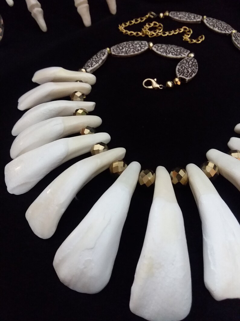 Tooth Necklace Shaman Necklace Buffalo Tooth Necklace Bone Jewelry Tribal Necklace Teeth Necklace Buffalo Teeth Bone Necklace