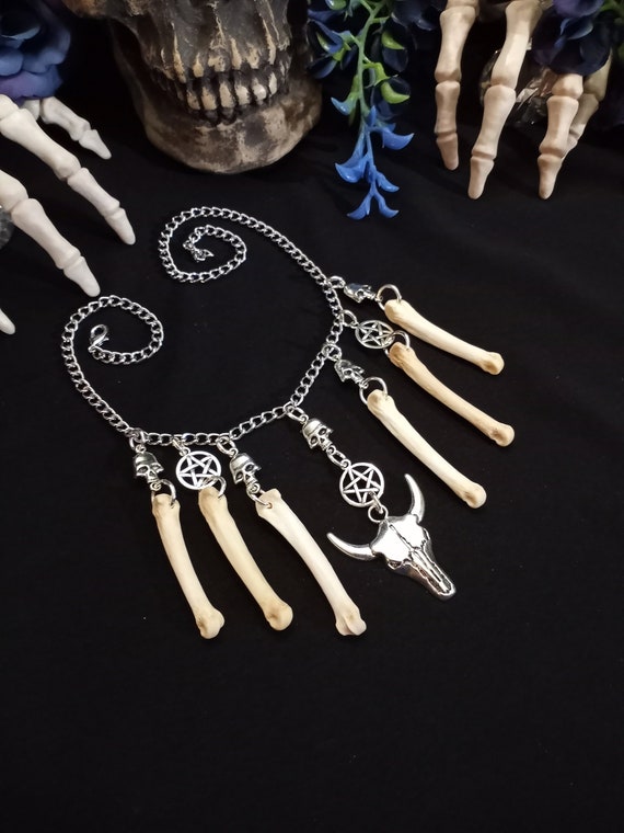 Gothic Necklace Bone Necklace Bone Jewelry Witch Necklace