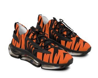 Men's Cincinnati Bengals Design Mesh Sneakers Shoes (Black Sole)