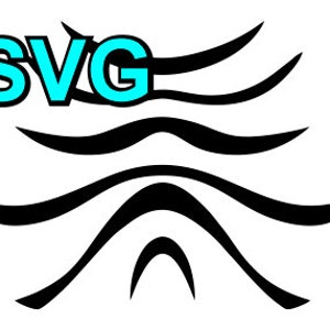 Könnte beinhalten: Abstraktes Schwarz-Weiß-Design mit dem Wort "SVG" in leuchtendem Blau. Das Design zeigt geschwungene, wellenartige Linien, die eine dynamische und moderne Optik erzeugen.