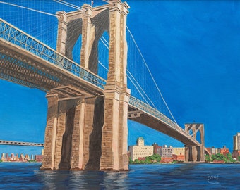Giclee on canvas, 24x30, Brooklyn Bridge painting, New York Paintings, Bridge paintings