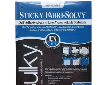 Stick and Stitch Paper - Sulky Printable Sticky Fabri-Solvy Stabilizer 12/Pack