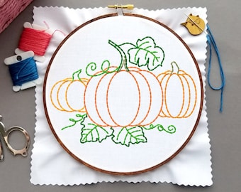 PDF Download - Pumpkin Trio Hand Embroidery Pattern